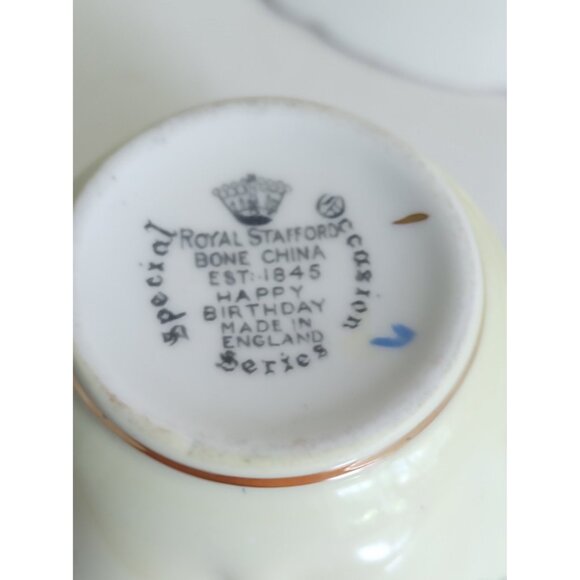 Royal Stafford Porcelain Cup & Saucer Special Occasion Series Happy Birthday - Picture 13 of 16